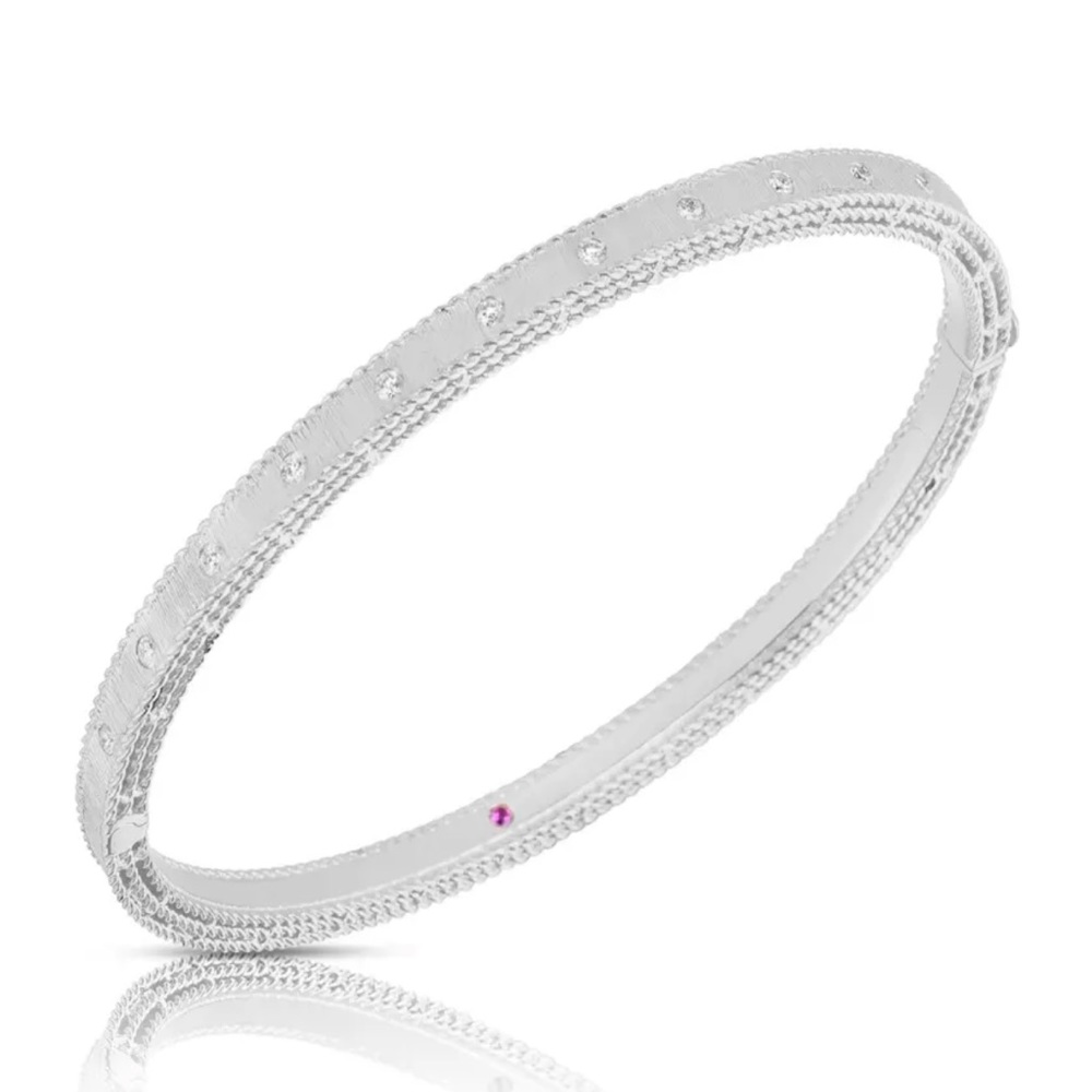 Roberto Coin 18k white gold princess diamond bangle.